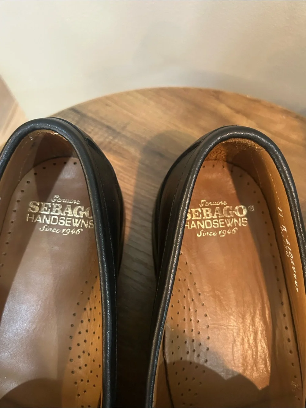 Sebago Handsewn Black Leather Penny Loafers Men’s 11A
